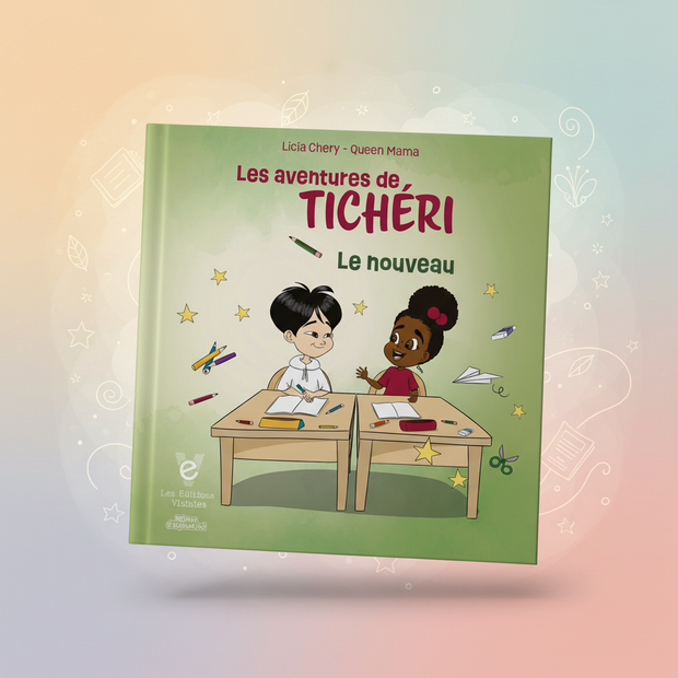 Couverture du livre jeunesse Le Nouveau des aventures de Tichéri, une histoire sur l'amitié, l'inclusion, l'empathie et la prévention du harcèlement scolaire.