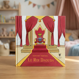 Couverture du livre jeunesse Le Roi Daouda, un album sur la frustration, le partage, les limites et l'apprentissage du respect des autres.