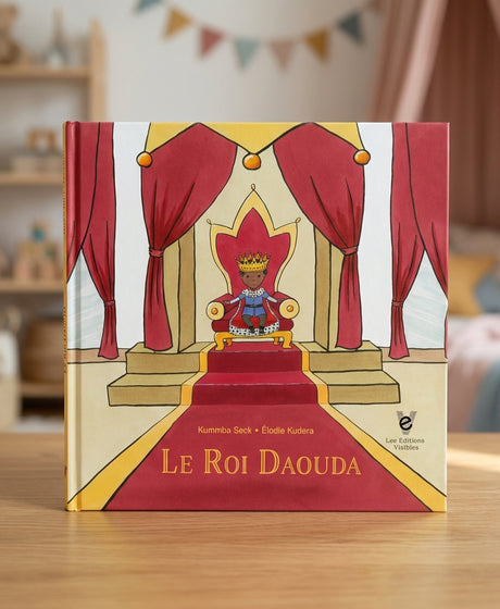 Couverture du livre jeunesse Le Roi Daouda, un album sur la frustration, le partage, les limites et l'apprentissage du respect des autres.