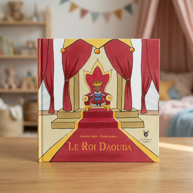 Couverture du livre jeunesse Le Roi Daouda, un album sur la frustration, le partage, les limites et l'apprentissage du respect des autres.